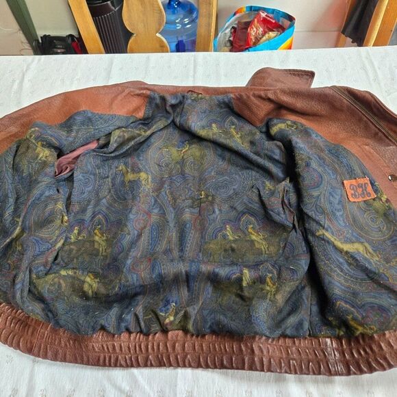 Vintage Women's Brown Bomber Style Heavy Leather Jacket - Picture 5 of 6